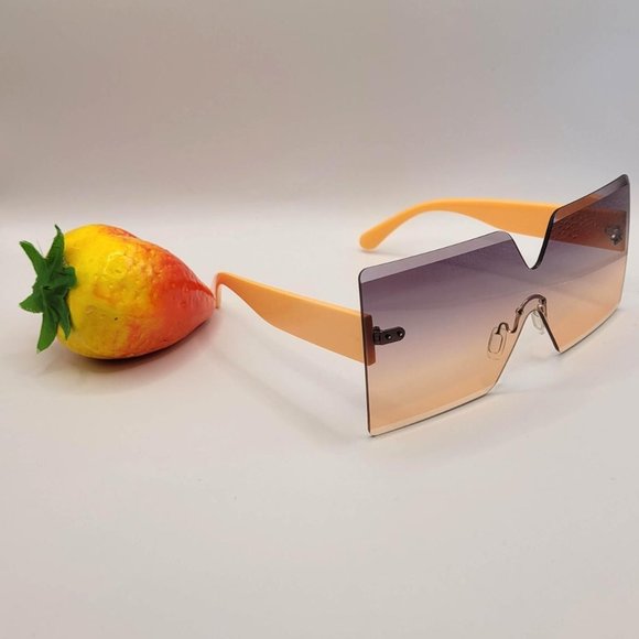 Unisex Retro Peach Colored Fashion Colored Sunglasses - Picture 3 of 4